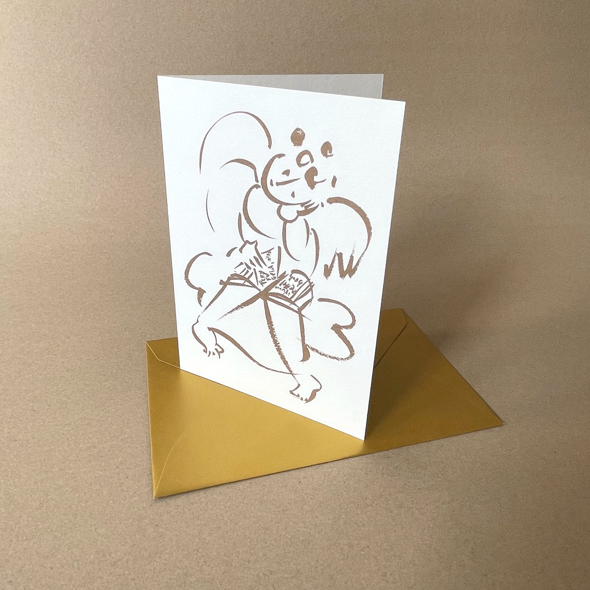 Engel mit Wunschzettel, illustrierte Weihnachtskarten mit goldenen Kuverts