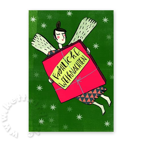 Fröhliche Weihnachten, Weihnachtskarten mit Illustration und Handlettering