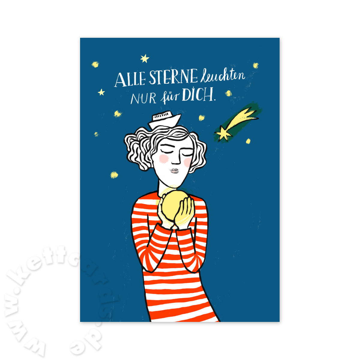 Alle Sterne leuchten nur für Dich, Weihnachtskarten mit Illustration und Spruch