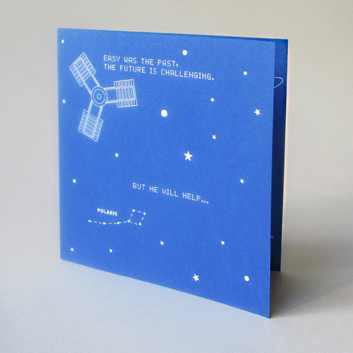 quadratische blaue Weihnachtskarten mit Weihnachtsmannpopup