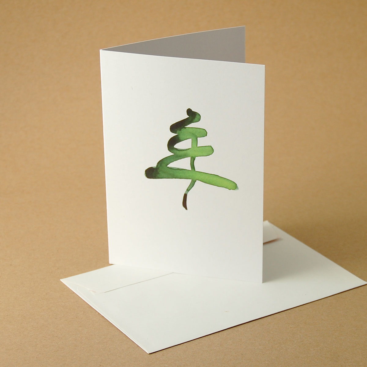 skizzierter Baum, Recycling-Weihnachtskarten mit weien Recyclingumschlägen