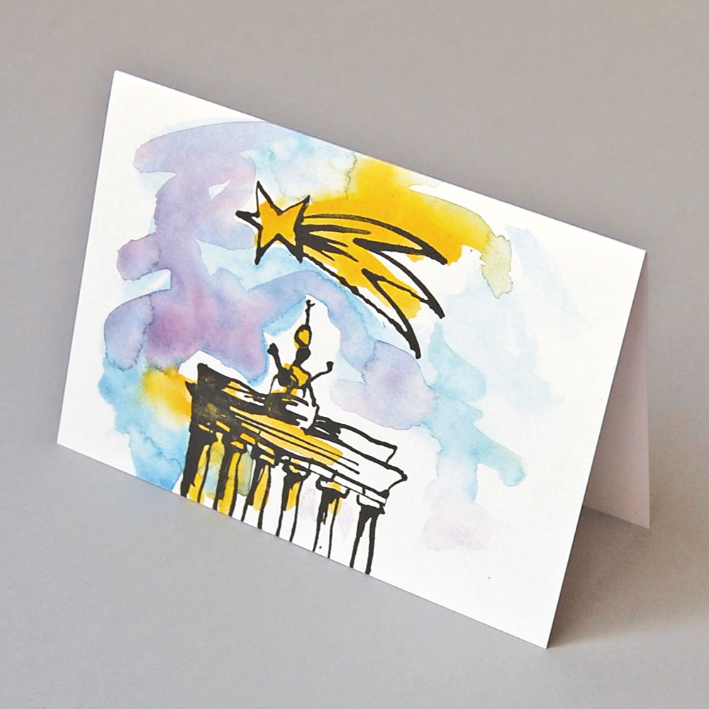 Berliner Weihnachtskarten: Brandenburger Tor mit Weihnachtsstern
