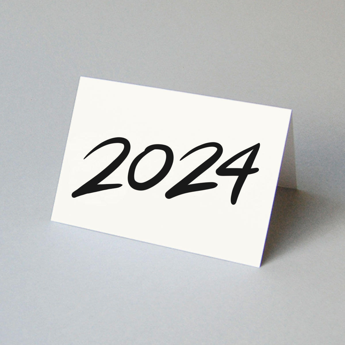 2024, weiße Recycling-Neujahrskarten mit Handlettering