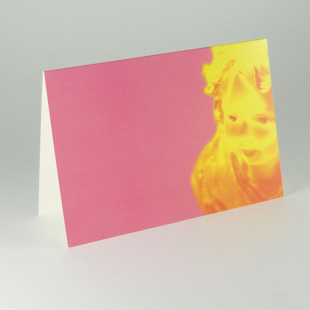 Engel, Foto-Weihnachtskarte in rosa und orange