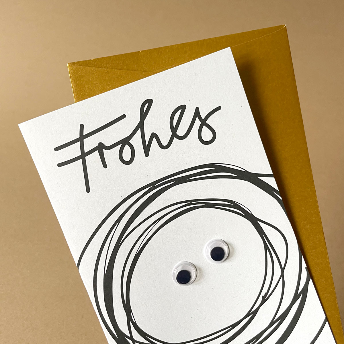 witzige Weihnachtskarten mit Kulleraugen