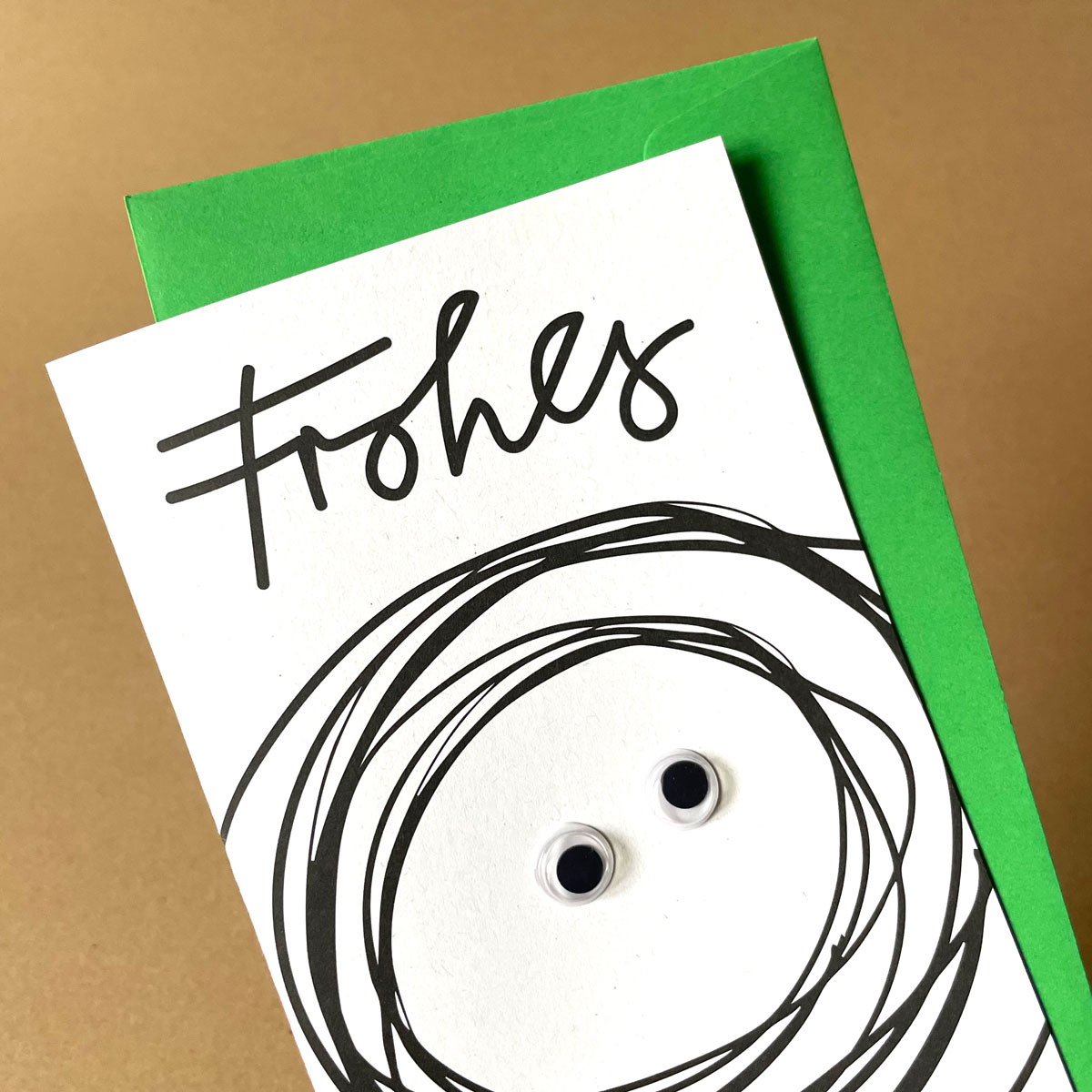 witzige Weihnachtskarten mit gr&uuml;nen Umschl&auml;gen