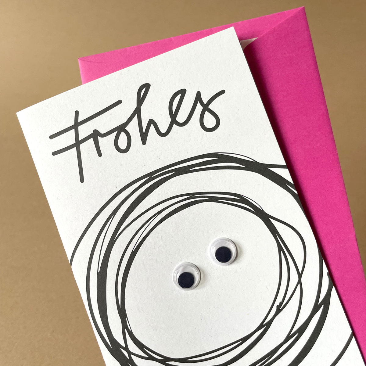 witzige Weihnachtskarten mit knalligen pinken Umschl&auml;gen