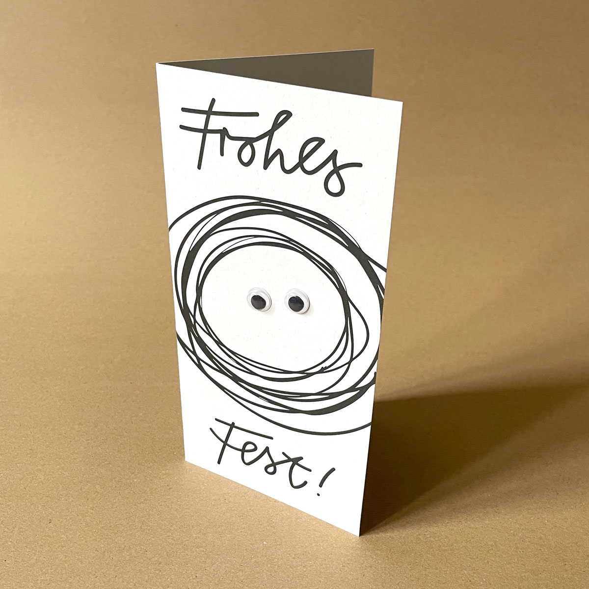 originelle Weihnachtskarten mit Wackelaugen