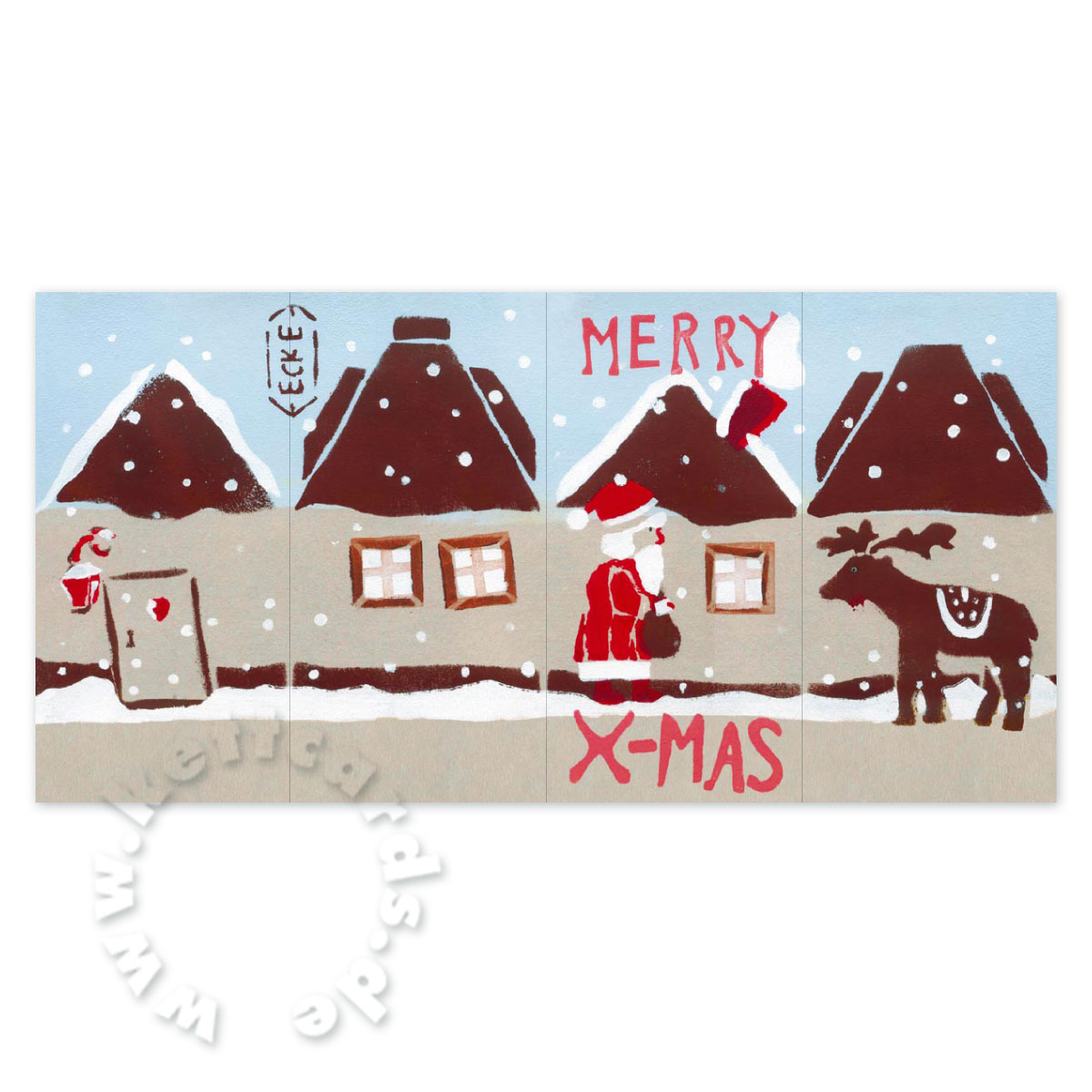 Recycling-Weihnachtskarten zum Basteln: Haus von Santa Claus