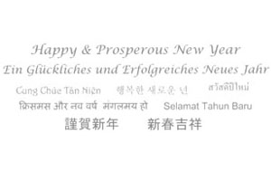 Text für Weihnachtskarten gesetzt mit chinesischen Schriftzeichen und anderen Sonderzeichen