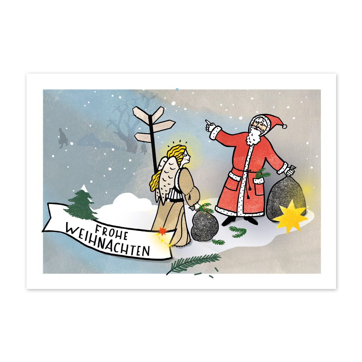 Christkind oder Weihnachtsmann? illustrierte Weihnachtskarten