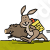 schneller Lieferdienst - Cartoon-Osterkarten mit rennendem Hasen