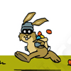 Flucht vor der Polizei - Cartoon-Osterkarten mit eierstehlendem Hasen