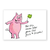 Glückwunschkarten mit Schwein und Kleeblatt
