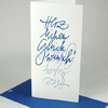 Recycling-Glückwunschkarten mit blauem Handlettering / Kalligrafie