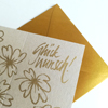 Glückwunsch! graue Recycling-Glückwunschkarten mit gold gedrucktem Schriftzug und Glücksklee
