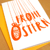 orange gedruckte Osterkarten mit Handlettering