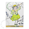 Mädchen mit Schirm und Möwen, künstlerische Grußkarten