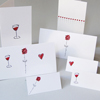 Hochzeitskarten: Herz, Weinglas, Rose