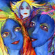 Indianmemory blau, Malerei