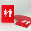 rote gelochte Postkarten für Hochzeitspaare