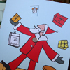 Recyling-Weihnachtskarten mit Drehscheibe