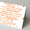 einfarbig orange gedruckte Weihnachtskarten mit internationalen Weihnachtsgrüßen