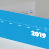 2020, blaue Neujahrskarten mit Zeitleiste