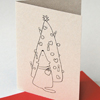schlichte Recycling-Weihnachtskarten mit Weihnachtsbaum und Hund