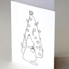 schlichte Weihnachtskarten mit Weihnachtsbaum und Hund