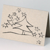 Recycling-Weihnachtskarten mit Baum und Nachthimmel