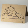 Recycling-Weihnachtskarten mit Baum und Nachthimmel