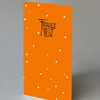 orange Weihnachtskarten gedruckt in Firmenfarben